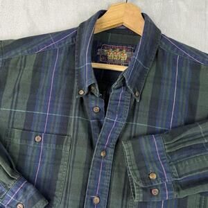 Vintage Chaps Ralph Lauren Plaid Button Down Shirt Flannel Men size 17 Retro 90s